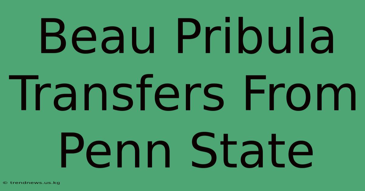 Beau Pribula Transfers From Penn State